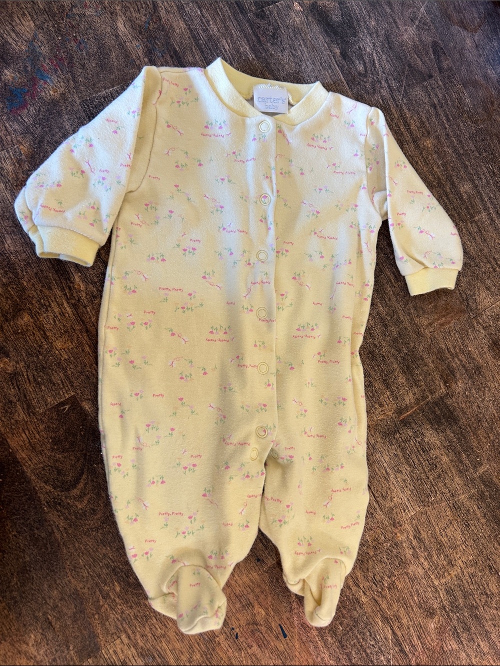 Carter's Yellow Floral Footed One-Piece